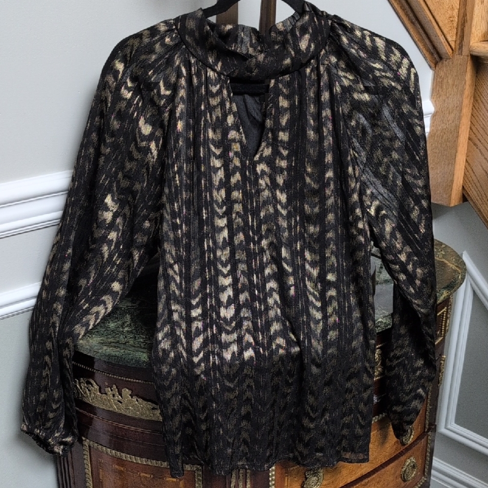 Eclair Gold And Black Blouse. Size L. EUC